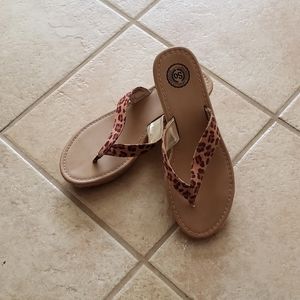 EUC leopard wedge flip flop